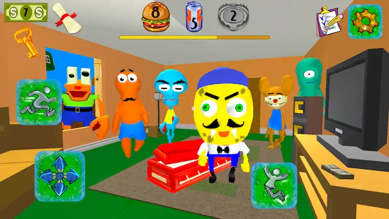 Скачать Sponge Neighbor Escape 3D Взломанная [MOD Всё открыто] APK на Андроид