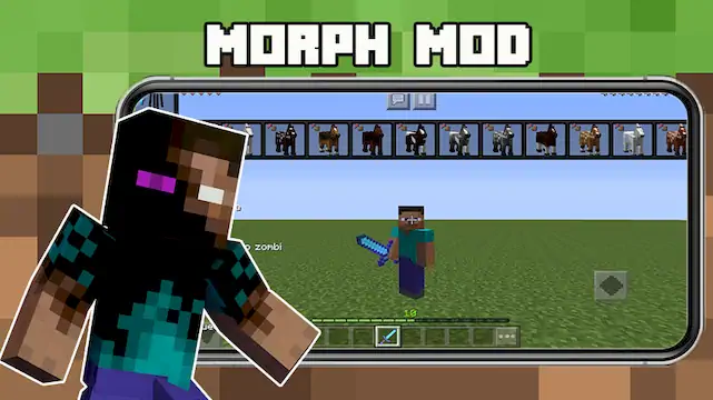Скачать Morph Mod for Minecraft PE Взломанная [MOD Всё открыто] APK на Андроид