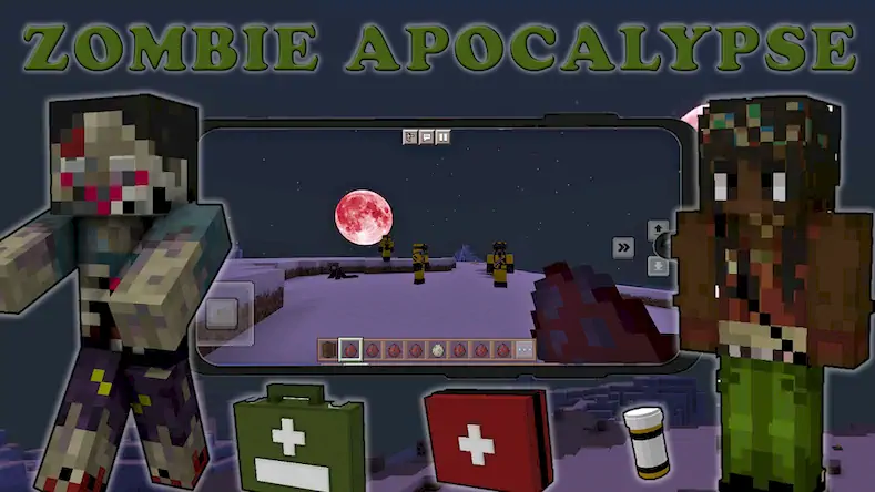 Скачать Zombie Apocalypse Craft Mod Взломанная [MOD Всё открыто] APK на Андроид