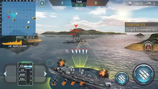Скачать Атака военных кораблей 3D Взломанная [MOD Бесконечные деньги] APK на Андроид
