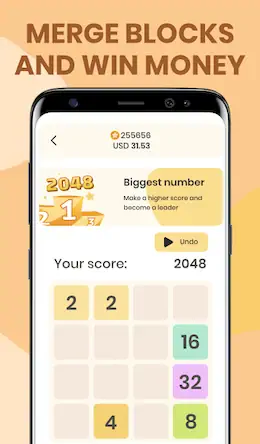 Скачать 2048 - Solve and earn money! Взломанная [MOD Unlocked] APK на Андроид