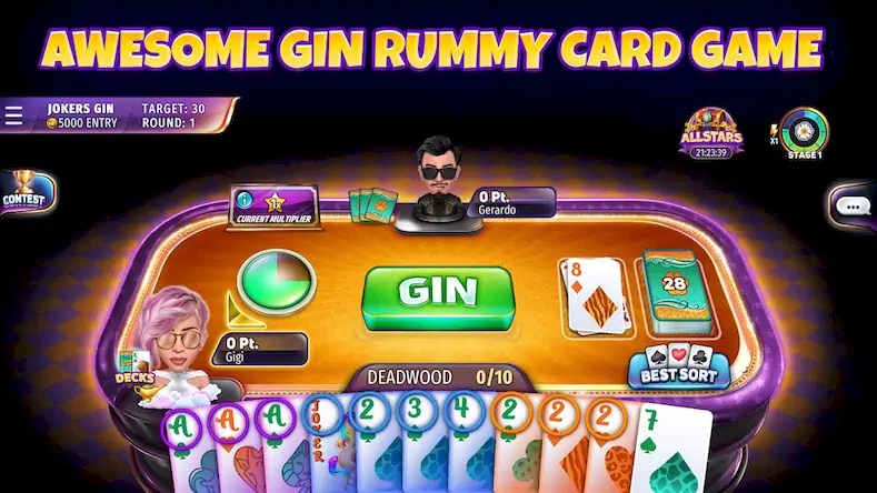 Скачать Gin Rummy Stars - Card Game Взломанная [MOD Бесконечные монеты] APK на Андроид