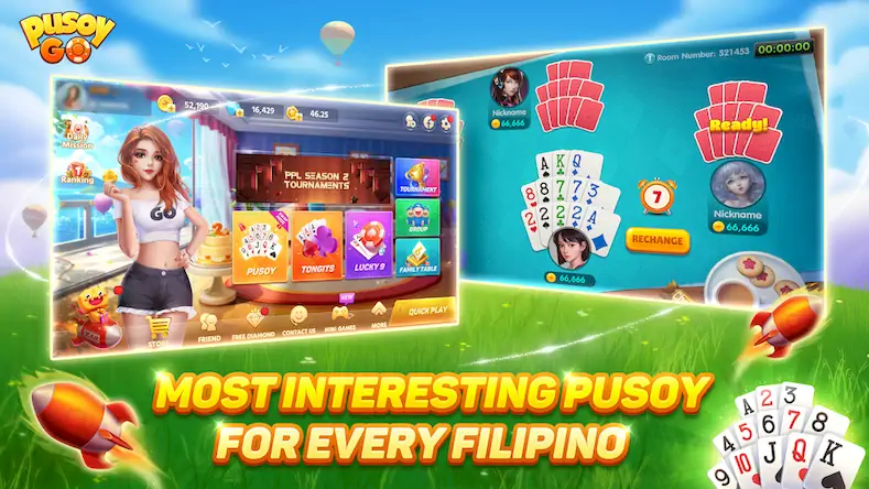 Скачать Pusoy Go-Competitive 13 Cards Взломанная [MOD Много монет] APK на Андроид
