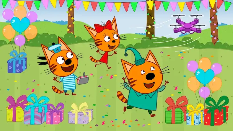 Скачать Три кота: День рождения детей Взломанная [MOD Всё открыто] APK на Андроид