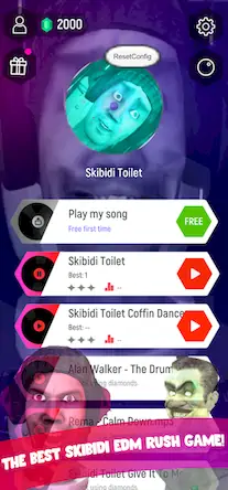 Скачать Skibidi Toilet Music Tiles Hop Взломанная [MOD Всё открыто] APK на Андроид