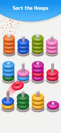 Скачать Color Sort 3D — Hoop Stack Взломанная [MOD Много монет] APK на Андроид