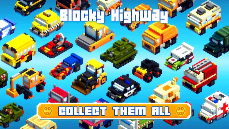 Скачать Blocky Highway: Traffic Racing Взломанная [MOD Всё открыто] APK на Андроид