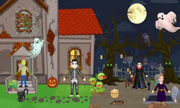 Скачать Pretend Play Halloween Party Взломанная [MOD Unlocked] APK на Андроид