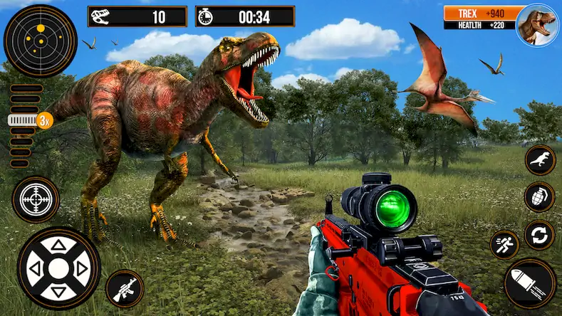 Скачать Игры Охотник на динозавров Взломанная [MOD Всё открыто] APK на Андроид