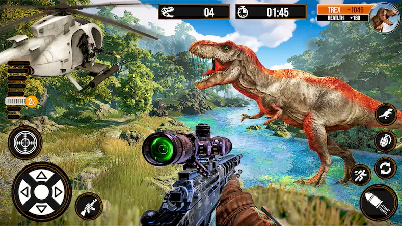 Скачать Игры Охотник на динозавров Взломанная [MOD Всё открыто] APK на Андроид