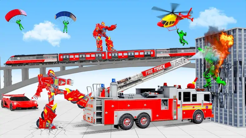 Скачать пожарная машина робот игра Взломанная [MOD Бесконечные деньги] APK на Андроид