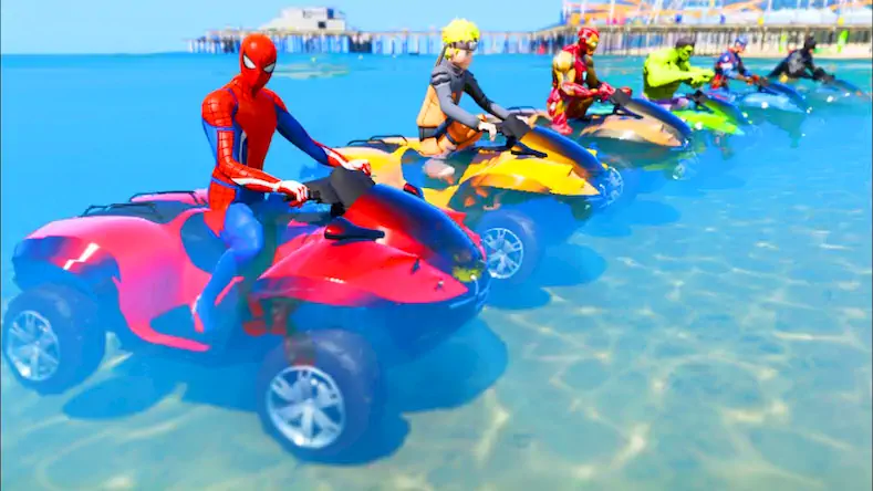 Скачать Quads Superhero Turnts Racing Взломанная [MOD Бесконечные деньги] APK на Андроид