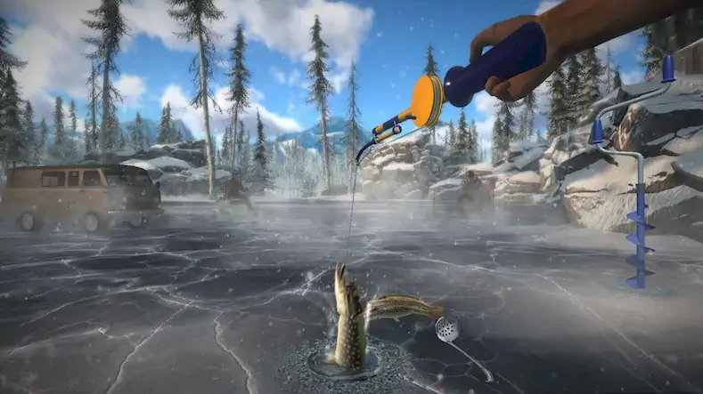 Скачать Зимняя рыбалка русская игра 3d Взломанная [MOD Много денег] APK на Андроид