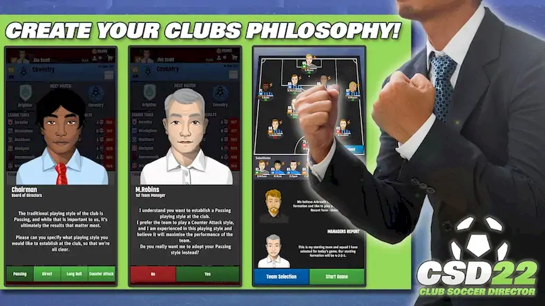 Скачать Club Soccer Director 2022 Взломанная [MOD Много монет] APK на Андроид